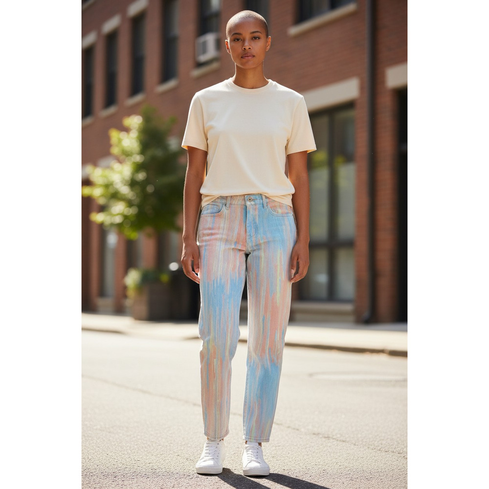 LOGO by Lori Goldstein Printed Boyfriend Jean Size: 6P